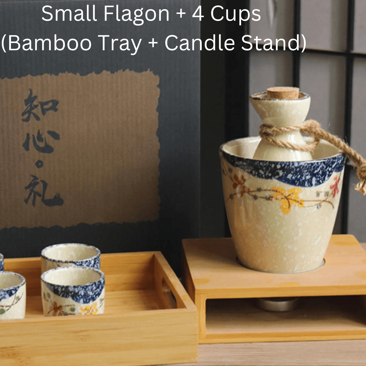 Japanese Sakura Sake Ceramic Flagon Sets - MASU