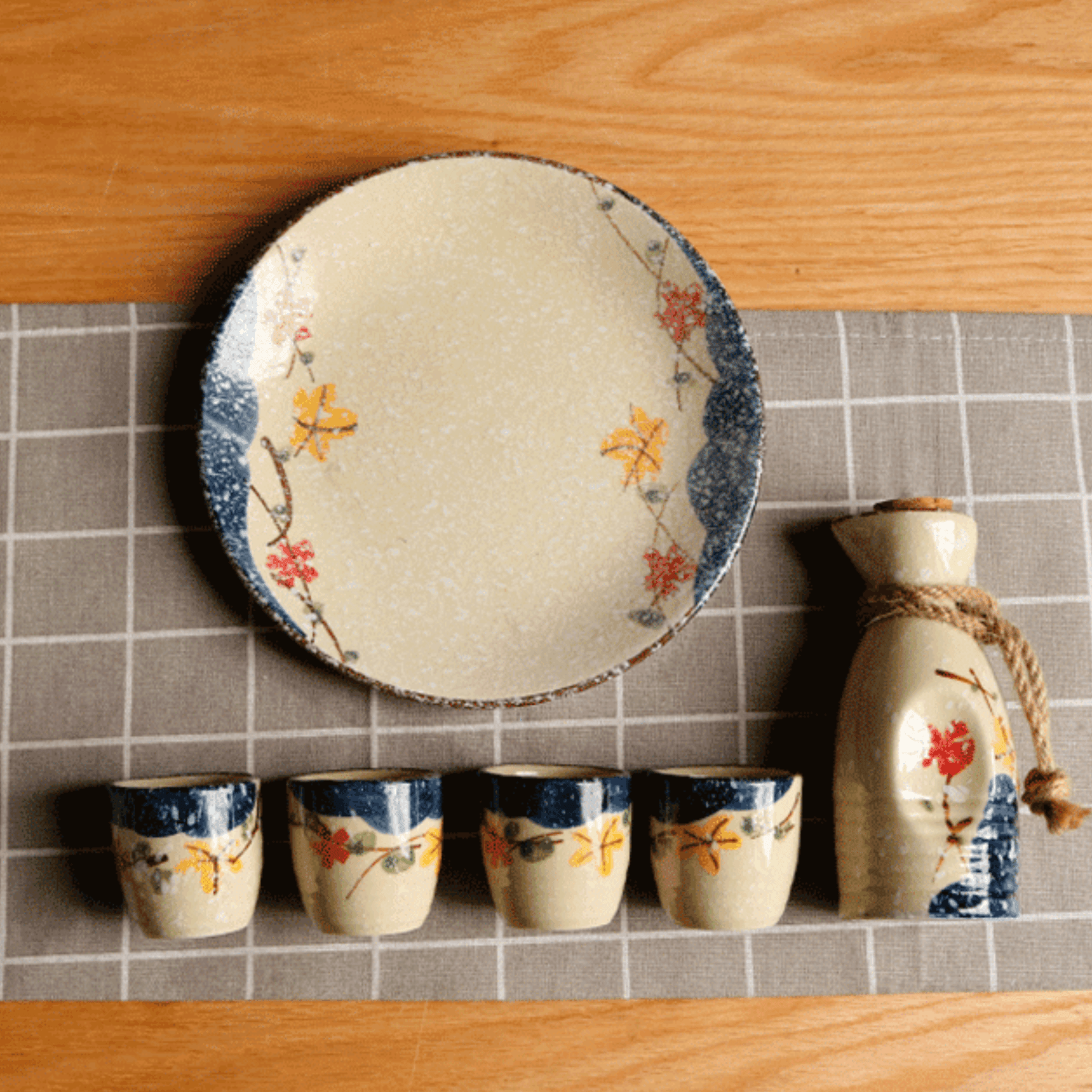 Japanese Sakura Sake Ceramic Flagon Sets - MASU