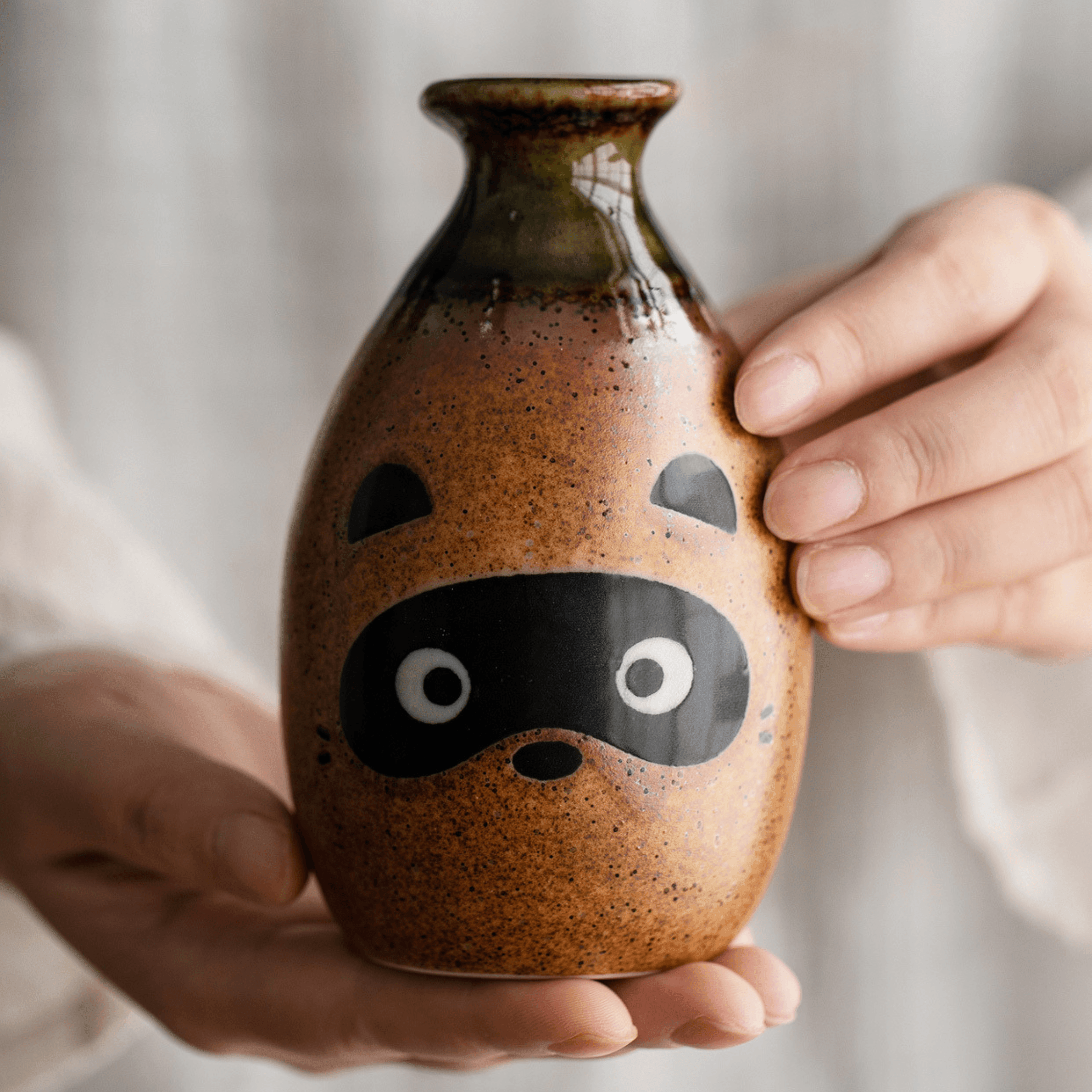 Japanese Ceramic Tanuki (Raccoon) Sake Set - MASU