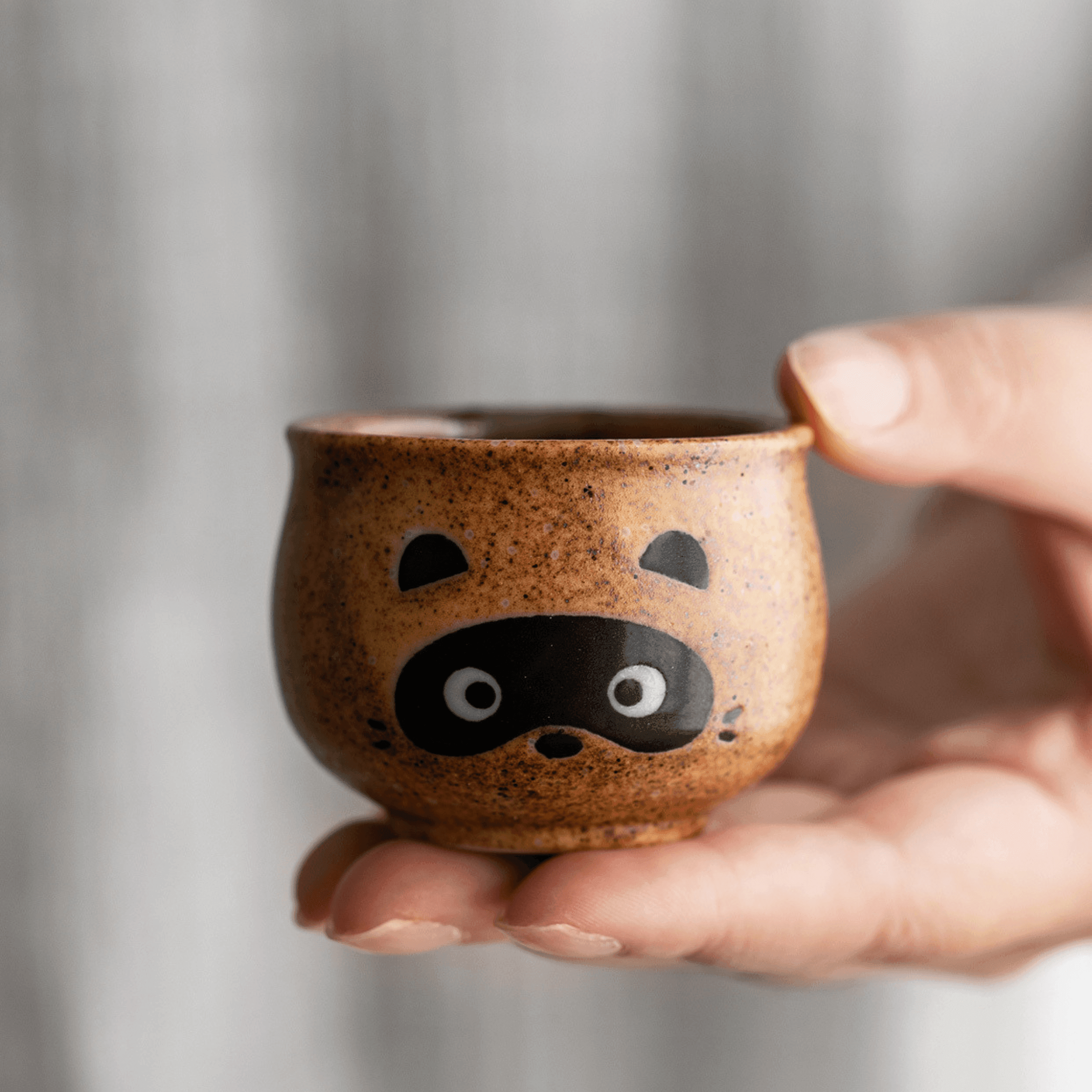 Japanese Ceramic Tanuki (Raccoon) Sake Set - MASU