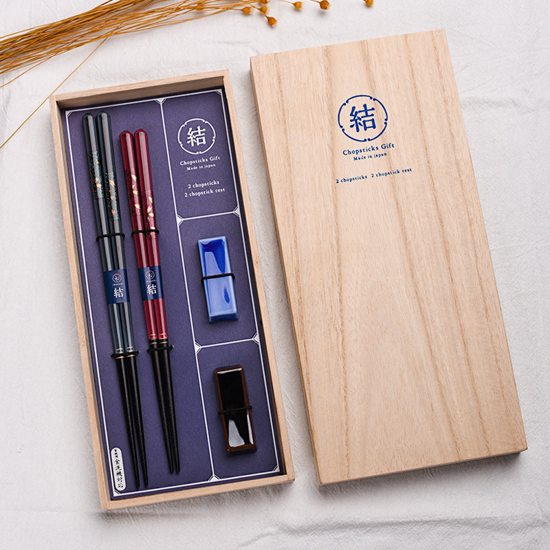 Japanese Handcrafted Ayaka Wooden Chopsticks Wedding Gift Set - MASU
