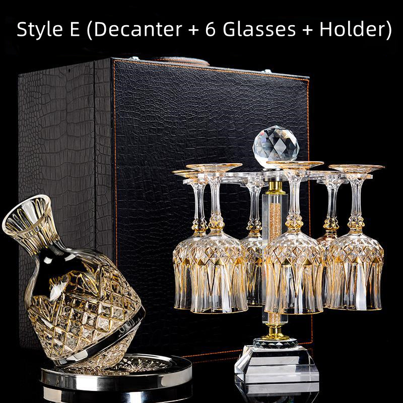 Cristal D'Arques Golden Vine Crystal Wine Glasses With Decanter Sets - MASU