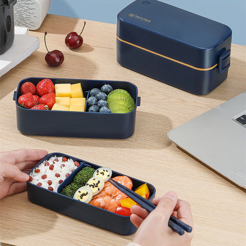 2-layer Lunch Box With Tableware, Portable Insulated Lunch Box