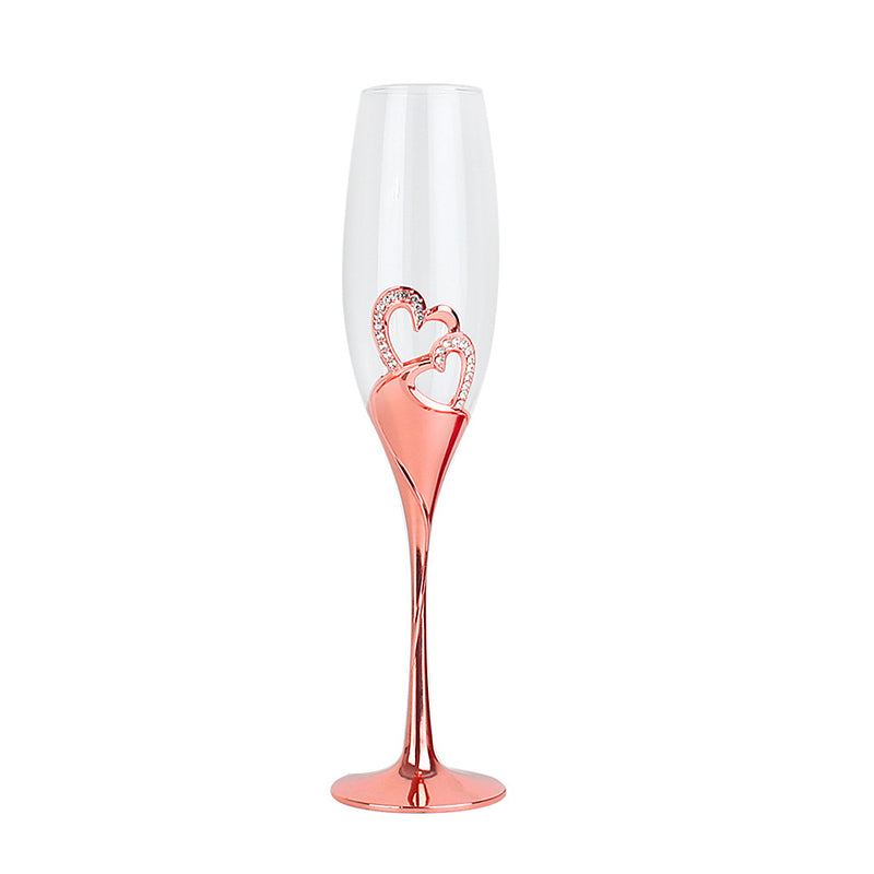 Metallic Crystal Heart Champagne Crystal Glass Gift Set - MASU