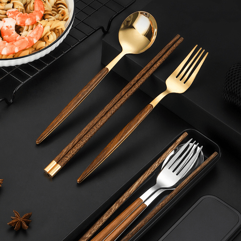 Stainless Steel Utensil Sets With Wooden Handle - MASU