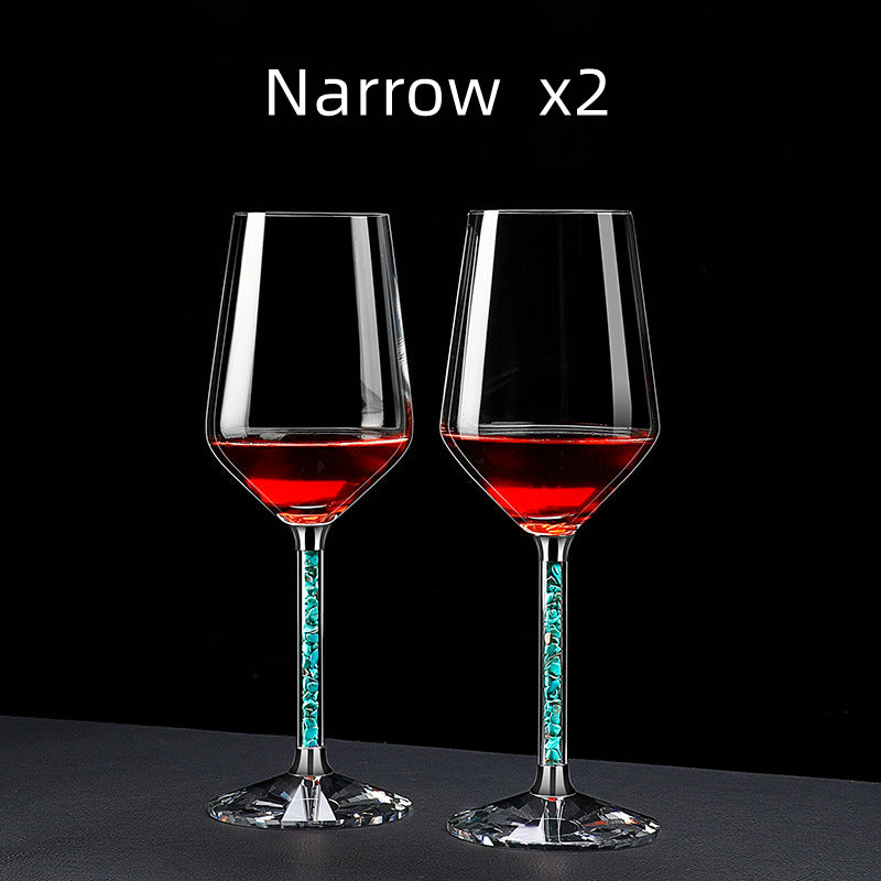 Coral Turquoise Stem Red Wine Glasses and Decanter Set - MASU