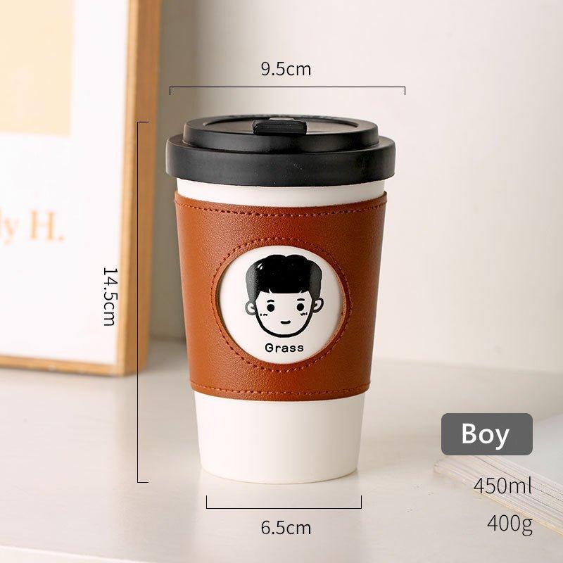 Ceramic Reusable Coffee Cup With Leather Sleeve - MASU