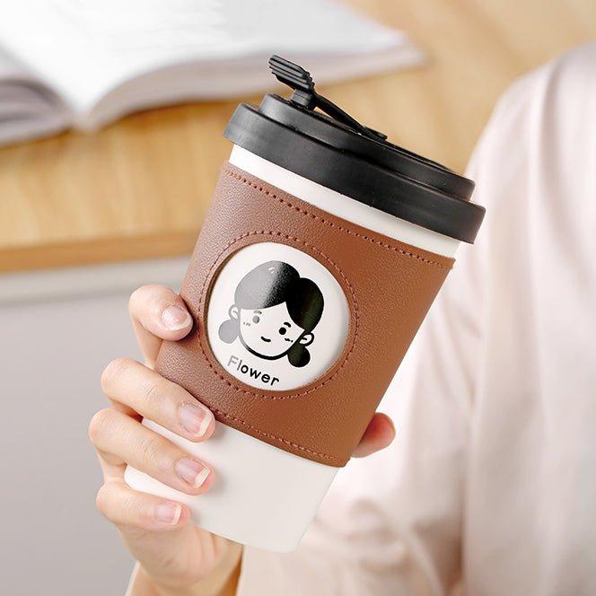 Ceramic Reusable Coffee Cup With Leather Sleeve - MASU