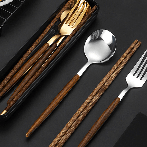Stainless Steel Utensil Sets With Wooden Handle - MASU