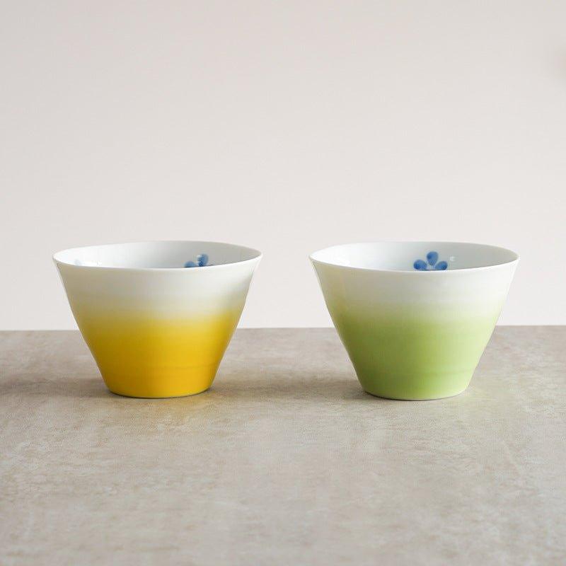 Japanese Handcrafted Arita Ware Ceramic Gradient Ombré Conical Bowls - MASU