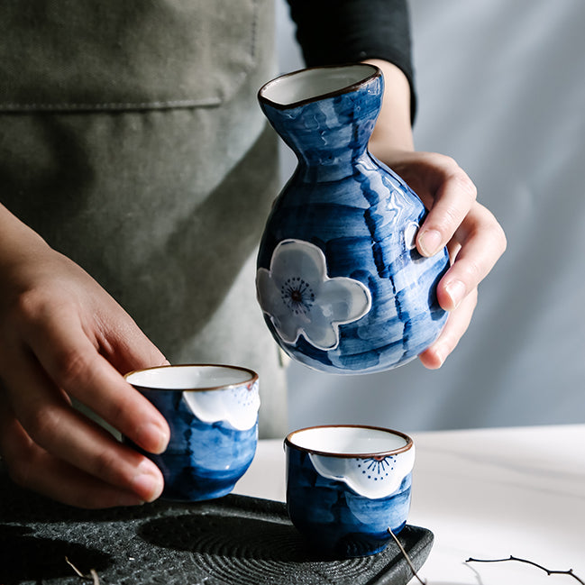 Japanese Sakura Handcrafted Ceramic Sake Sets - MASU