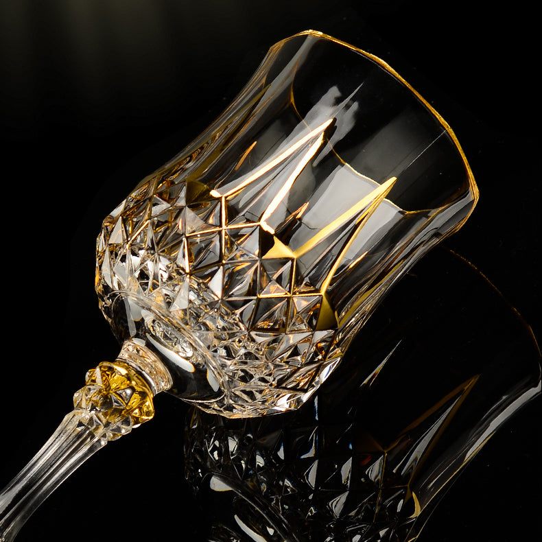 Cristal D'Arques Golden Vine Crystal Wine Glasses With Decanter Sets - MASU