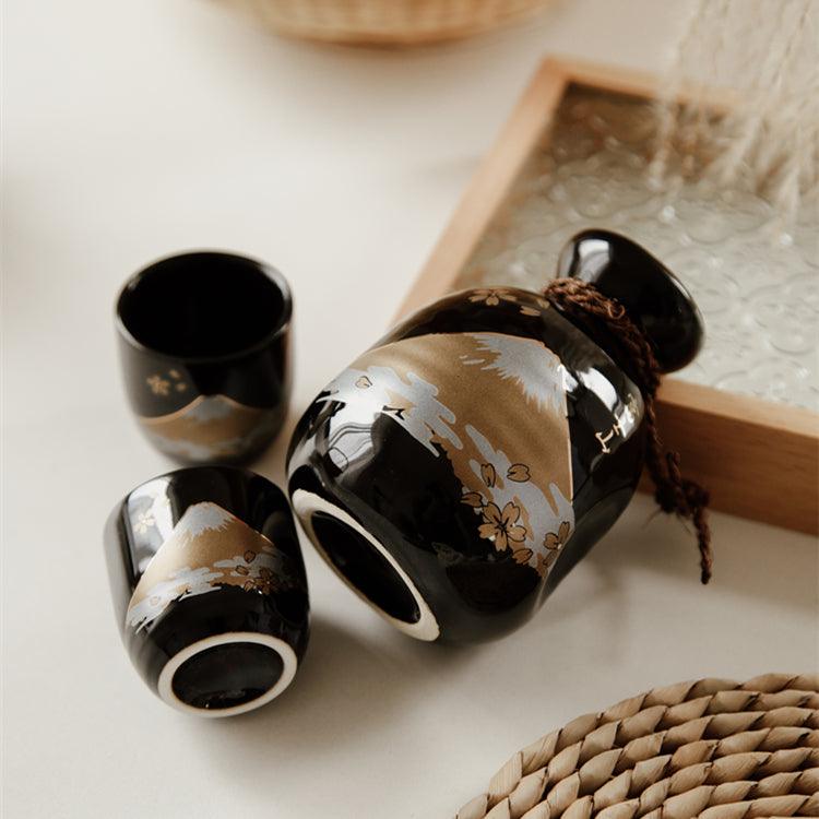 Japanese Fuji Themed Handcrafted Ceramic Sake Gift Sets - MASU