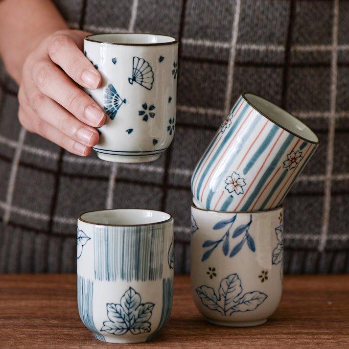 Japanese Hand-painted Ceramic Straight Body Tea Cups - MASU