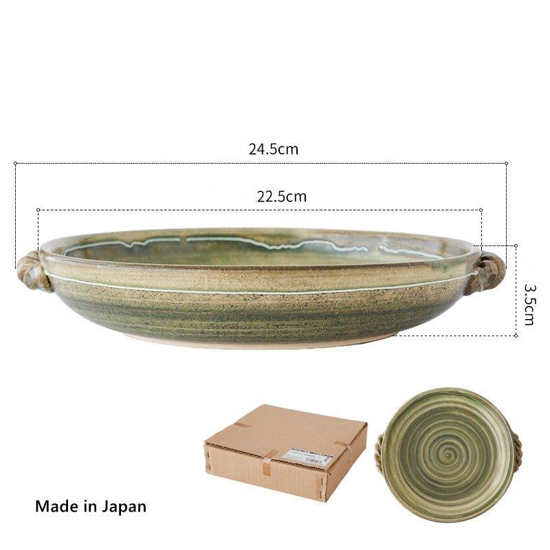 Japanese Handcrafted Curved Ceramic Swirl Plate - MASU
