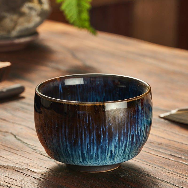 Japanese Gloss Glazed Blue Ceramic Tea Cups - MASU