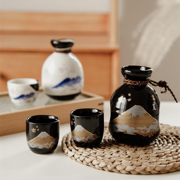 Japanese Fuji Themed Handcrafted Ceramic Sake Gift Sets - MASU