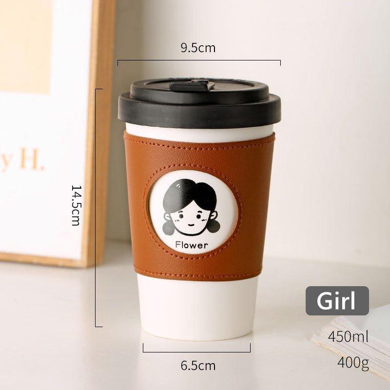 Ceramic Reusable Coffee Cup With Leather Sleeve - MASU