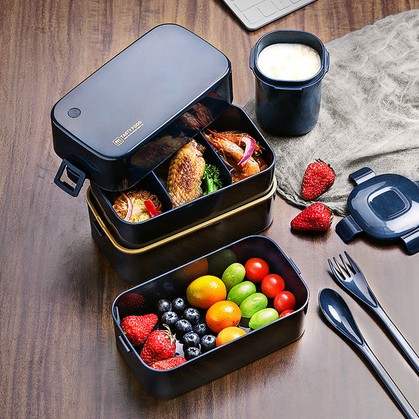 Lunch Black Box Microwave, Layer Lunch Box Black