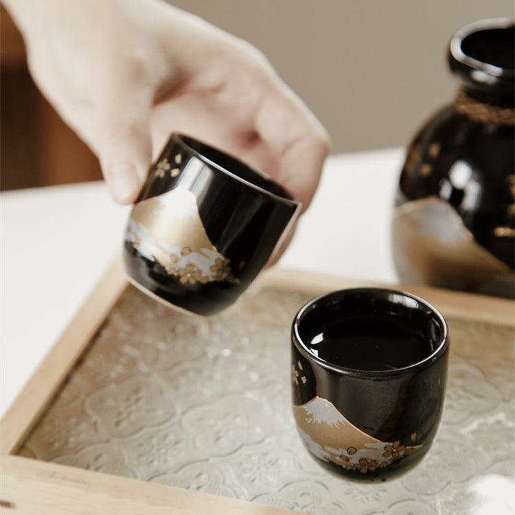 Japanese Fuji Themed Handcrafted Ceramic Sake Gift Sets - MASU