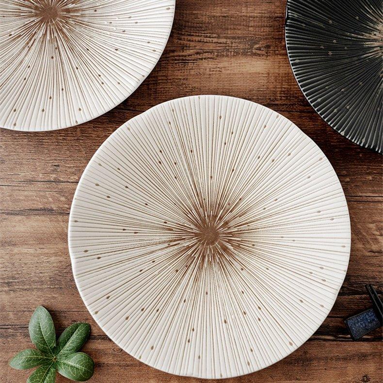 Handcrafted Japanese Mino Ware Ceramic Wrinkled Plates - MASU