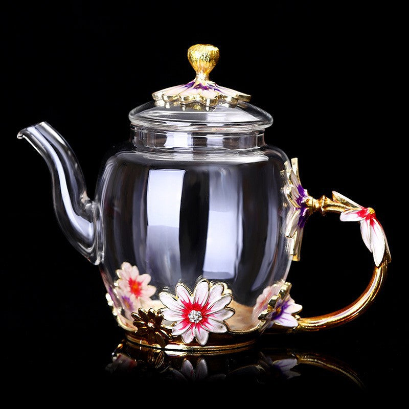 Metallic Floral Glass Teacup Gift Sets - MASU