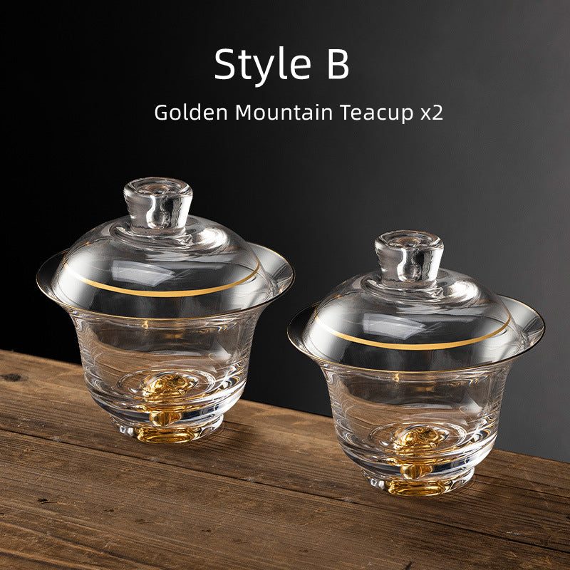 Gold Leaf Glass Kung-Fu Tea Cup Set Of Two - MASU