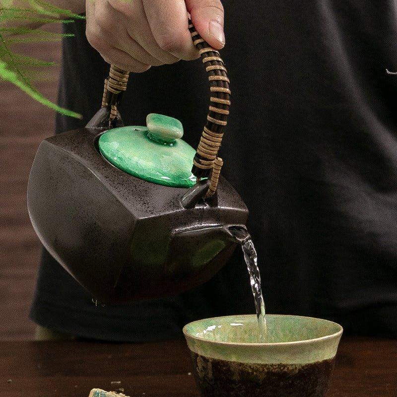 Japanese Mino Ware Handcrafted Ceramic Jade Tea Gift Set - MASU