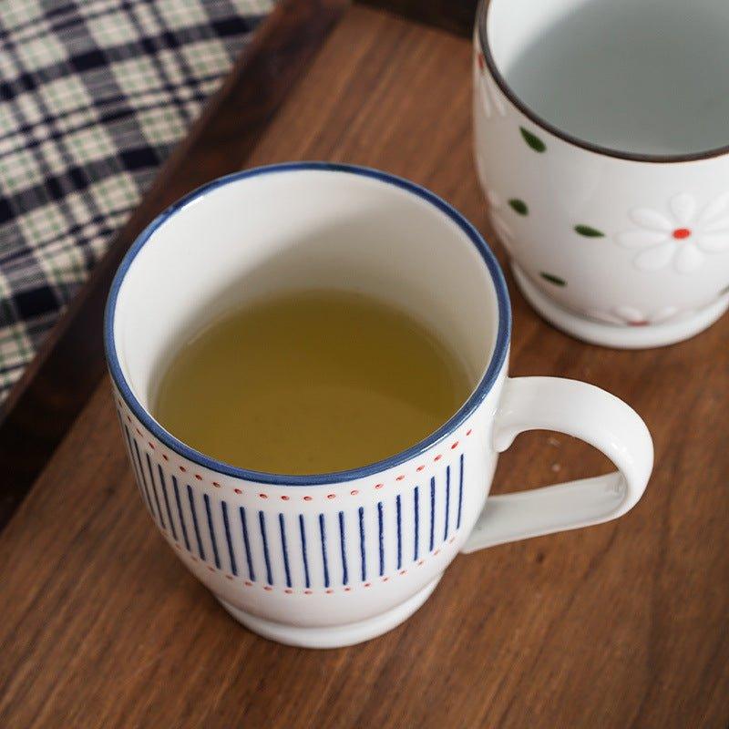 Japanese Nature Themed Ceramic Glazed Hand-Painted Tea Cups - MASU