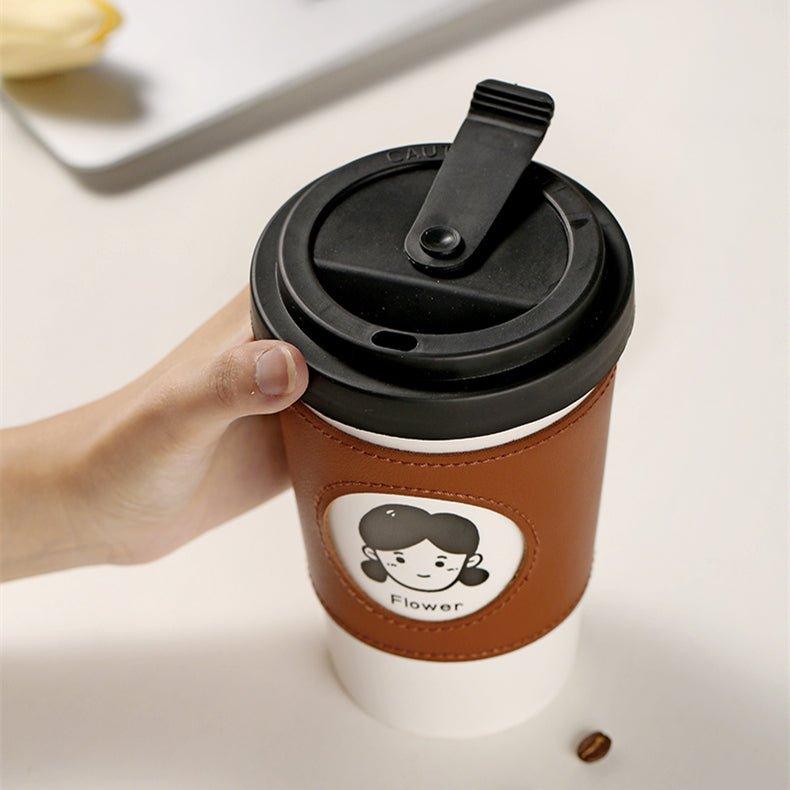 Ceramic Reusable Coffee Cup With Leather Sleeve - MASU