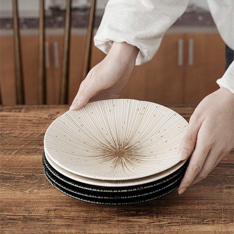 Handcrafted Japanese Mino Ware Ceramic Wrinkled Plates - MASU