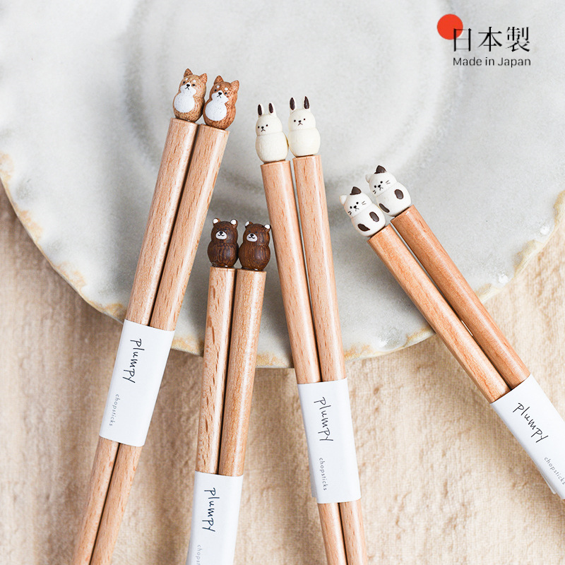Japanese Handcrafted Pet Sculpture Wooden Children's Chopsticks - MASU