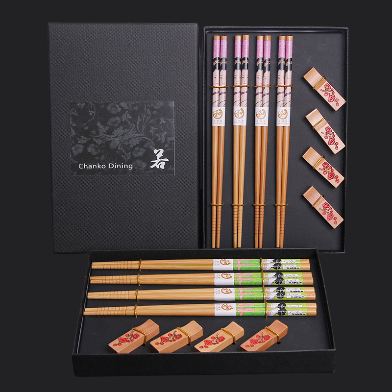 Japanese Geisha Themed Handcrafted Bamboo Chopsticks Sets - MASU